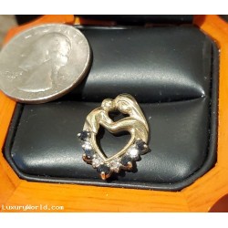 $200-$300 Estate Diamond and Sapphire Heart Pendant 10k Gold