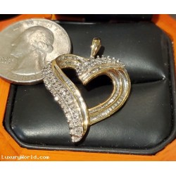 $200-$300 Estate Diamond Happy Valentine's Day Heart Pendant 10k Gold