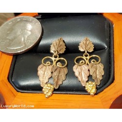 $100-$200 Estate Rose & Yellow 10k Gold Dangle Earrings w 14k Backs