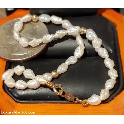 $100-$200 Estate Freshwater Pearl Bracelet with 14k Gold Clasp