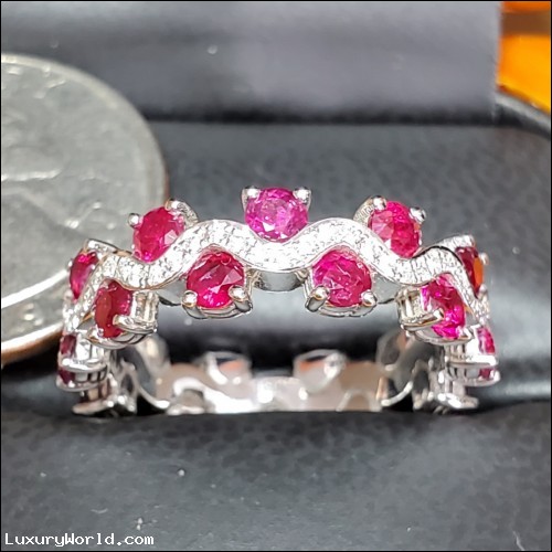 Sold Ruby & Diamond Eternity Band 18k White Gold by Jelladian