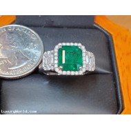 Sold 4.10Ctw Emerald and Diamond Ring Platinum by Jelladian ©