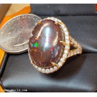 Sold Reorder for $2,880 11Ctw Boulder Opal and Diamond Ring 18k Gold by Jelladian