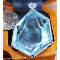 Sold 1 of a Kind Gia 138.14Ct Aquamarine & Gia D Vvs1 Heart Diamond Pendant Platinum by Jelladian