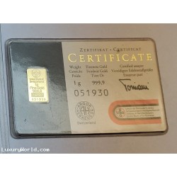 $50-$100 Bank of Switzerland 1 gram 999.9 Gold Ingot Without Reserve