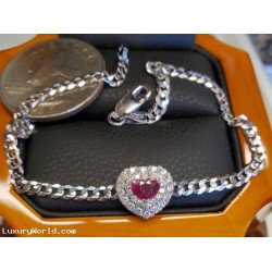 Sold reorder for $3,675 Gia Ruby & 2 Row Diamond Charm 18k white gold by Jelladian ©