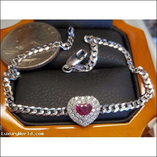 Sold Gia Ruby & 2 Row Diamond Charm 18k white gold by Jelladian ©
