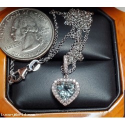 New "SweetHeart" Sweet Color with Her Birthstone in Heart Shape & Diamond Pendant 18k white gold for Valentine's Day 2022