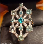 Sold, Reorder for $4,668 Gia Certified Russia Emerald , Tourmalines and D-F Vvs1-Vs2 Diamonds set in Platinum by Jelladian ©