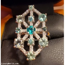 Sold Gia Certified Russia Emerald , Tourmalines and D-F Vvs1-Vs2 Diamonds set in Platinum by Jelladian