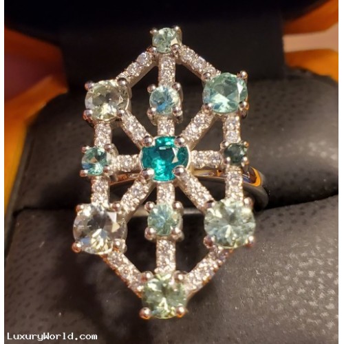 Sold, Reorder from the Manufacturer Direct for $4,668 Gia Certified Russia Emerald , Tourmalines and D-F Vvs1-Vs2 Diamonds set in Platinum by Jelladian ©