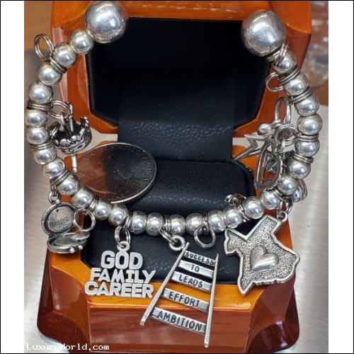 Estate Silver Cuff Charm Bracelet $1 No Reserve