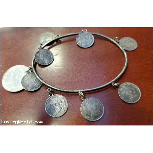 Estate Silver Coins Bangle Bracelet $1 No Reserve Auction