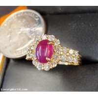 Estate 2.71Ctw Ruby and Diamond Ring 18k Gold