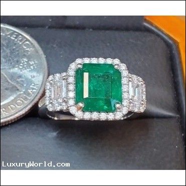 Sold Reorder for $5,888 4.10Ctw Emerald and Diamond Ring Platinum by Jelladian ©