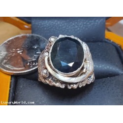 Defaulted Pawn Loan or Buy $2,500 7.41Ct Very Dark Blue Sapphire with Chameleon Ring September Birthstone $1 No Reserve Auction