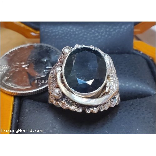 Defaulted Pawn Loan or Buy $2,500 7.41Ct Very Dark Blue Sapphire with Chameleon Ring September Birthstone $1 No Reserve Auction