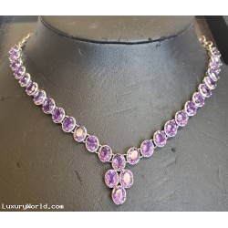 $2,000 Approximately 30.00Ctw Amethyst Necklace Silver February Birthstone $1 No Reserve Auction