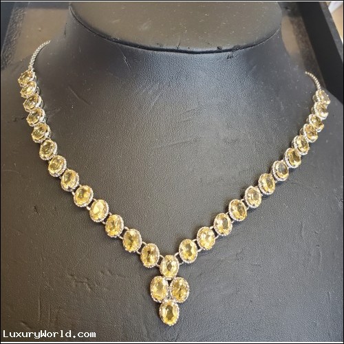 $2,000 Approximately 30.00Ctw Citrine Necklace Silver November Birthstone $1 No Reserve Auction