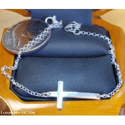 $50 7 15/16" Cross Link Bracelet 925 Sterling Silver $1 No Reserve Auction