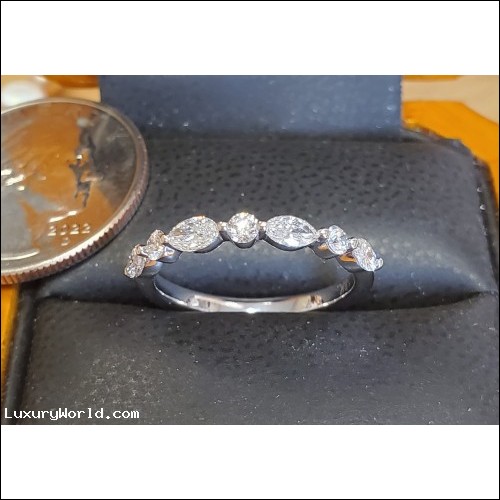 Sold Reorder Manufacturer Direct $1,558 .71Ctw Marquise and Round Diamond Band 18k White Gold