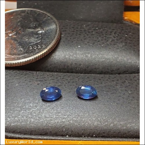 $1,200 .73Ctw Matching Pair of Blue Sapphire heated Ovals September Birthstone $1Nr