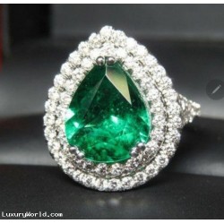 Order for $10,978 Gia 3.00Ct Emerald & 2 Row Diamond Ring Platinum by Jelladian ©