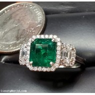 Sold Reorder Manufacturer Direct for $8,888 4.10Ctw Emerald and Diamond Ring Platinum by Jelladian ©