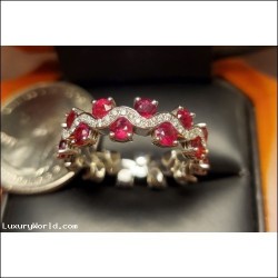Sold. 2.50Ctw heated Ruby and Diamond Eternity Band 18k White Gold by Jelladian ©