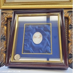 $1,000 Large 2.25" x 1.75" wide Cameo of a Lady nicely Framed in Wood $1Nr
