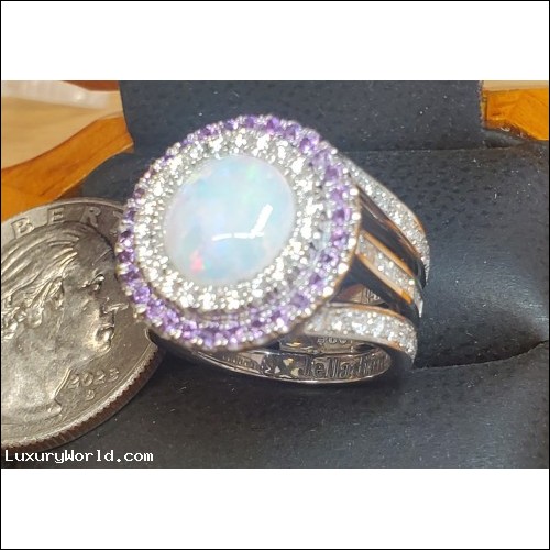 Order for $3,800 Australian Opal, Diamond and Amethyst Ring set in 95% Platinum by Jelladian 2023 ©