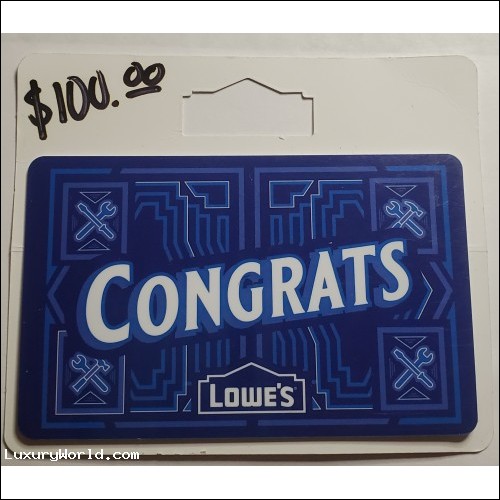 $100 Lowe's Gift Card 100% will be paid by Your Check directly to Break The Barriers Charity $1Nr