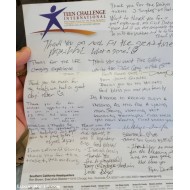 Thank You letter from 15 Men that I sent to the La Dodgers Game from Teen Challenge